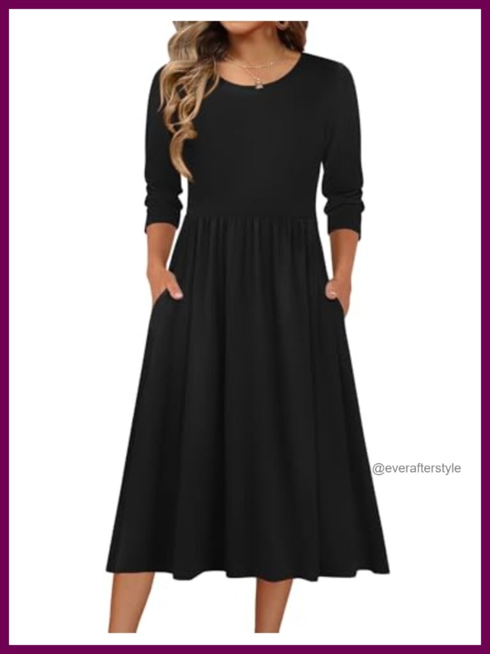 Zeagoo 3/4 Sleeve A-Line Midi Dress Casual